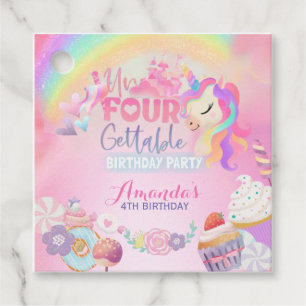 Four ever sweet Unfourgettable Donut 4th Birthday Favor Tags