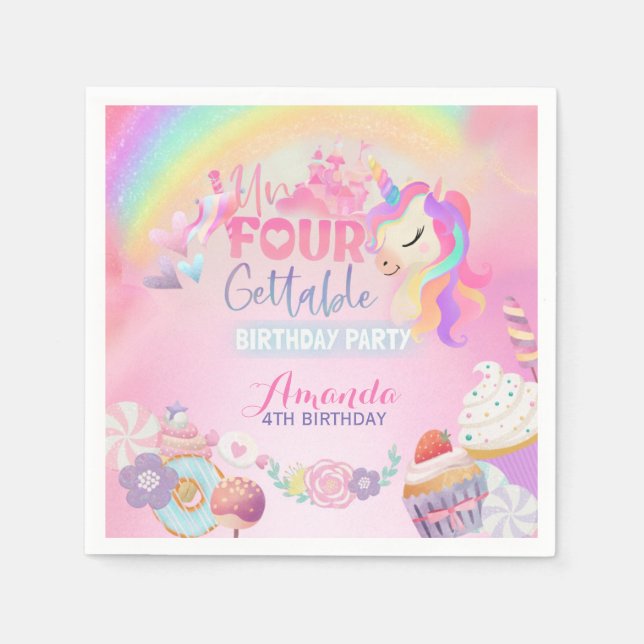Four ever sweet Unfourgettable Square Sticker Napkins (Front)