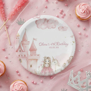 Four Ever The Princess Pink Castle 4th Birthday Paper Plates