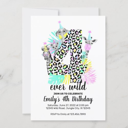 Four ever wild 4th Wild Birthday invitation