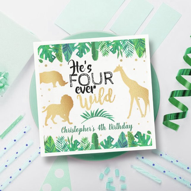 Four Ever Wild Boys 4th Birthday Napkins (Creator Uploaded)