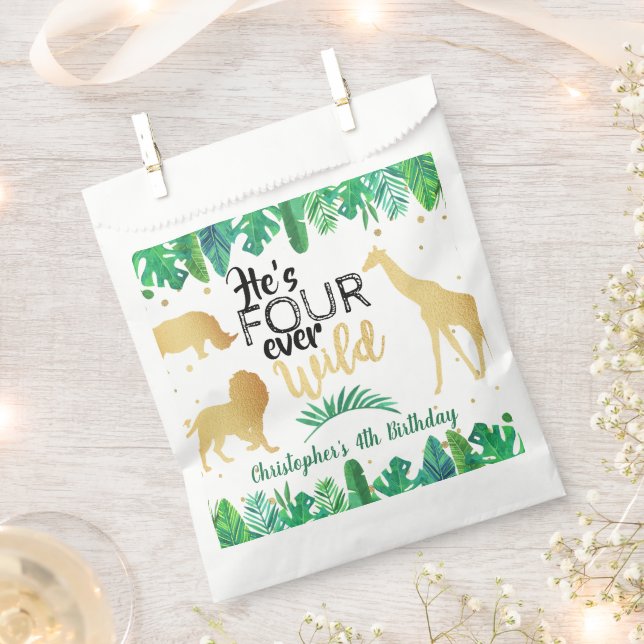 Four Ever Wild Boys 4th Birthday Party Favor Bag (Clipped)