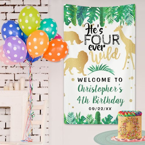 Four Ever Wild Boys 4th Birthday Party Welcome Banner
