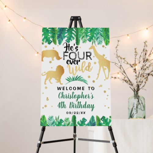 Four Ever Wild Boys 4th Birthday Party Welcome Foam Board