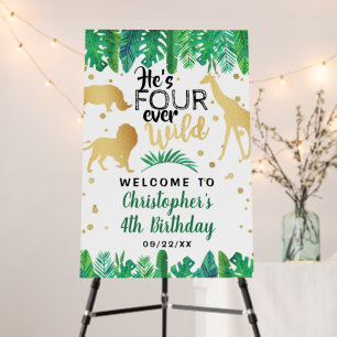 Four Ever Wild Boys 4th Birthday Party Welcome Foam Board