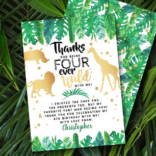 Four Ever Wild Boys 4th Birthday Thank You Card