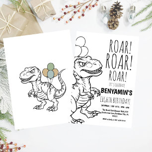 Four Ever Wild Dinosaur  Boy  Birthday Party  Invitation