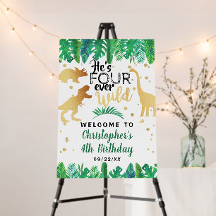 Four Ever Wild Dinosaur Boys 4th Birthday Welcome Foam Board