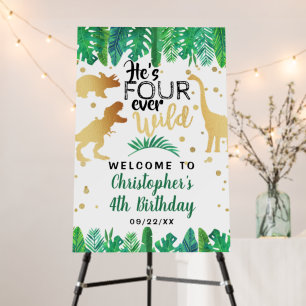 Four Ever Wild Dinosaur Boys 4th Birthday Welcome Foam Board