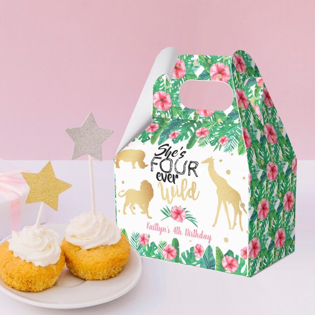 Four Ever Wild Girls 4th Birthday Favor Boxes (Creator Uploaded)