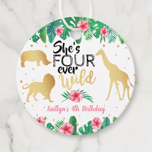 Four Ever Wild Girls 4th Birthday Favor Tags