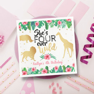 Four Ever Wild Girls 4th Birthday Napkins