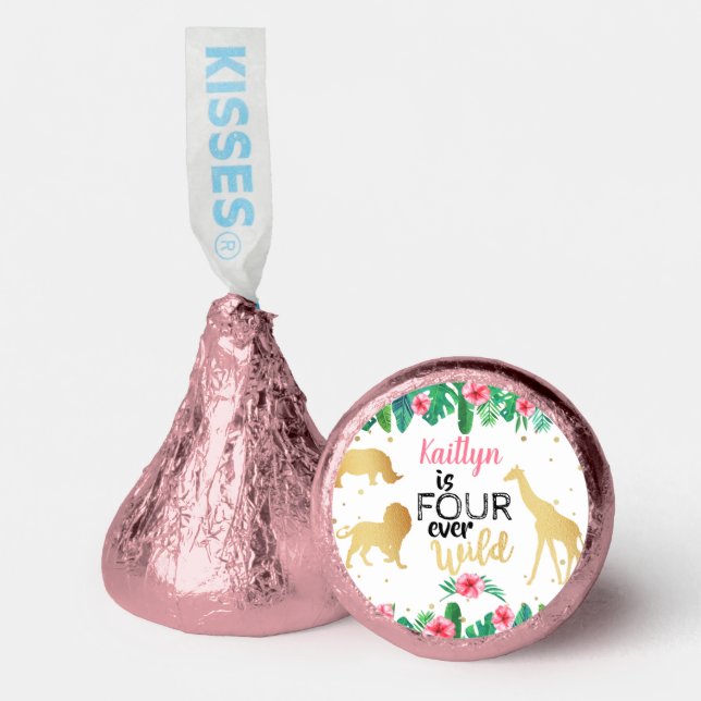 Four Ever Wild Girls 4th Birthday Party Hershey®'s Kisses® (Front)