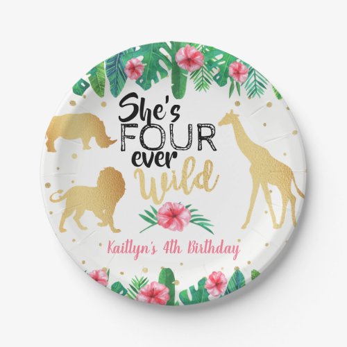 Four Ever Wild Girls 4th Birthday Party Paper Plat Paper Plates