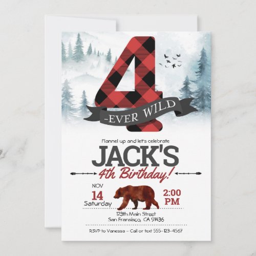 Four_ever Wild invitation Lumberjack 4th Invitation