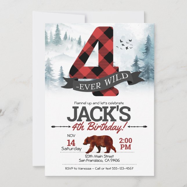 Four-ever Wild invitation, Lumberjack 4th Invitation (Front)