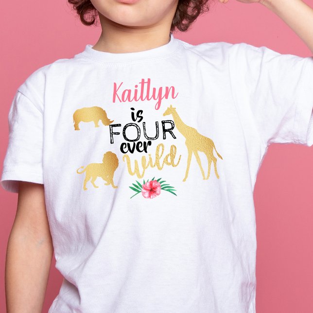 Four Ever Wild Jungle Safari Girls 4th Birthday Toddler T-shirt (Creator Uploaded)