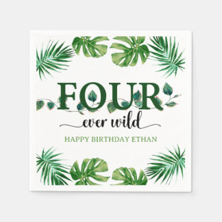 Four Ever Wild Jungle Zoo Safari Kids Birthday 4th Napkins