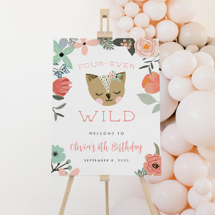 Four-Ever Wild Kids Birthday Party Welcome Sign