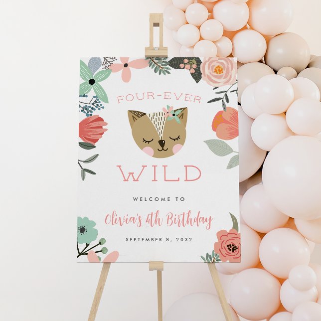 Four-Ever Wild | Kids Birthday Party Welcome Sign (Creator Uploaded)