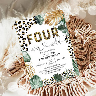Four Ever Wild Leopard Boy 4th Birthday Invitation