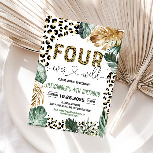 Four Ever Wild Leopard Jungle 4th Birthday Invite