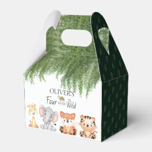 Four ever wild safari 4th birthday favor boxes