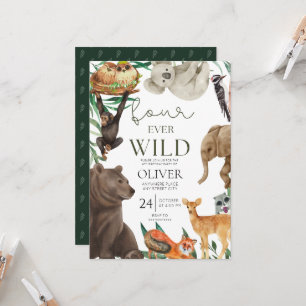 Four ever wild safari 4th birthday  invitation