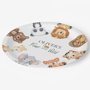 Four ever wild safari 4th birthday paper plates