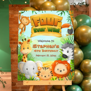 Four Ever Wild Safari Birthday Welcome Sign