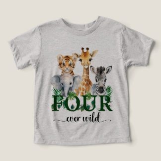 Four Ever Wild Safari Jungle Animals Kids Birthday Toddler T-shirt