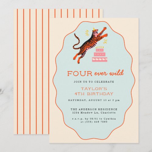 Four Ever Wild Tiger Kids 4th Birthday