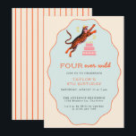 Four Ever Wild Tiger Kids 4th Birthday Invitation<br><div class="desc">Get ready to roar with excitement! This fun and colorful birthday party invitation features a bold, playful illustration of a tiger eyeing a birthday cake—perfect for little ones who love wild adventures and big celebrations. With a vibrant design and cheerful tone, this fully customizable template lets you add all your...</div>