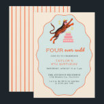 Four Ever Wild Tiger Kids 4th Birthday Invitation<br><div class="desc">Get ready to roar with excitement! This fun and colorful birthday party invitation features a bold, playful illustration of a tiger eyeing a birthday cake—perfect for little ones who love wild adventures and big celebrations. With a vibrant design and cheerful tone, this fully customizable template lets you add all your...</div>