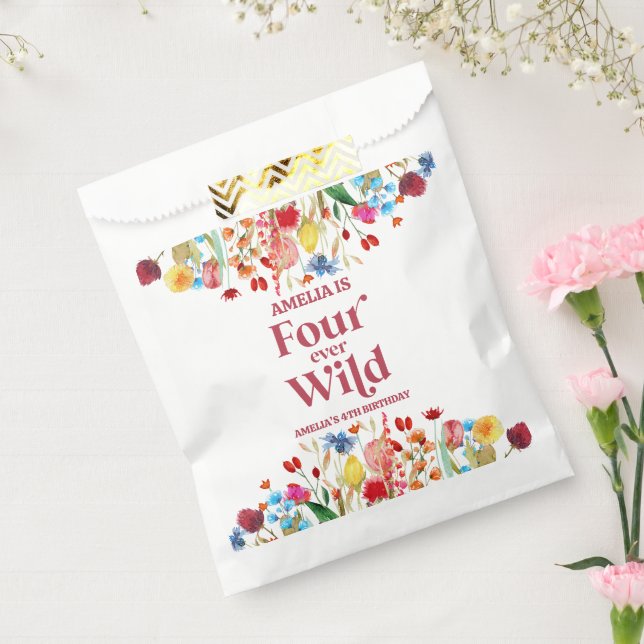 Four Ever Wild Wildflower 4th Birthday Party Favor Bag (Sealed)