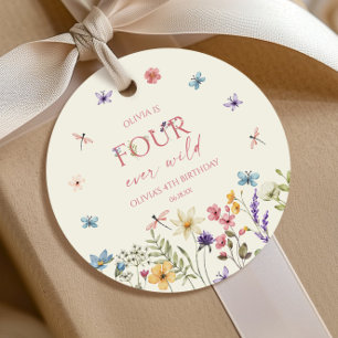 Four Ever Wild Wildflower 4th Birthday Party Favor Tags