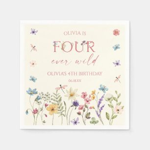 Four Ever Wild Wildflower 4th Birthday Party Napkins