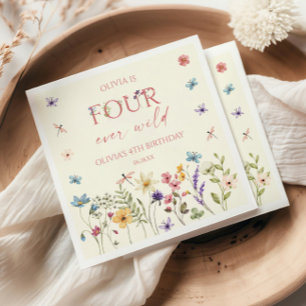 Four Ever Wild Wildflower 4th Birthday Party Napkins