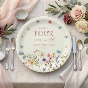 Four Ever Wild Wildflower 4th Birthday Party Paper Plates