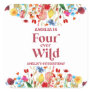 Four Ever Wild Wildflower 4th Birthday Party Square Sticker