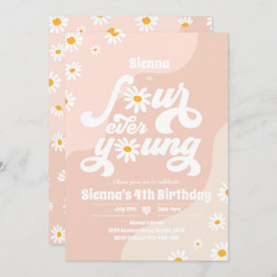 Four Ever Young 4th Birthday Party Boho Daisy Invitation