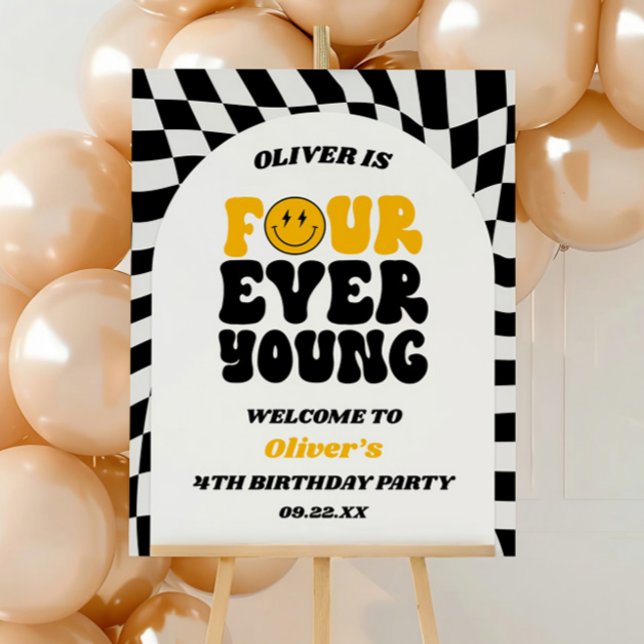 Four Ever Young 4th Birthday Party Welcome Sign (Creator Uploaded)
