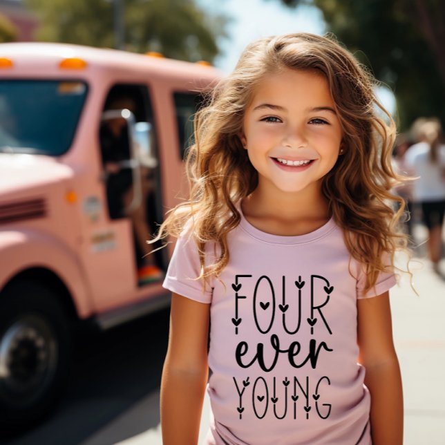 Four Ever Young - Girly Birthday 4th Birthday T-Shirt (Creator Uploaded)