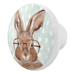 Four-Eyed Forester   Bunny Rabbit Ceramic Knob