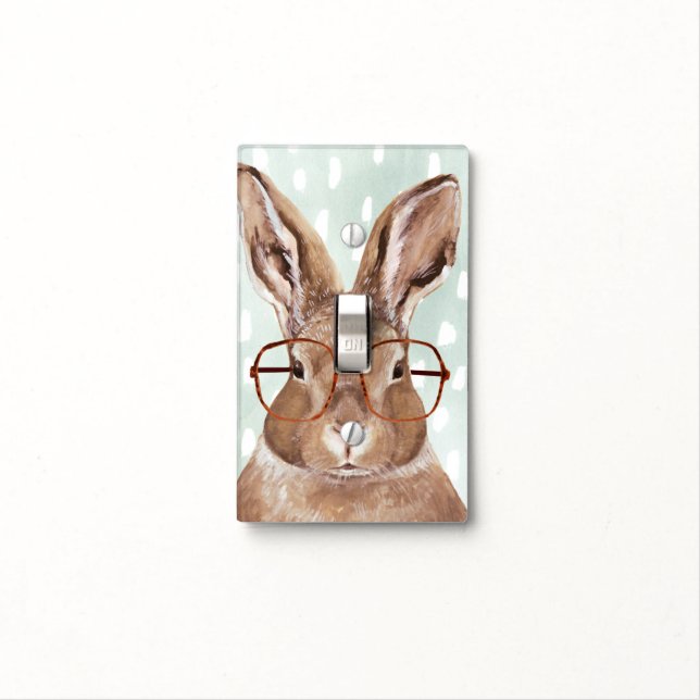 Four-Eyed Forester | Bunny Rabbit Light Switch Cover (In Situ)