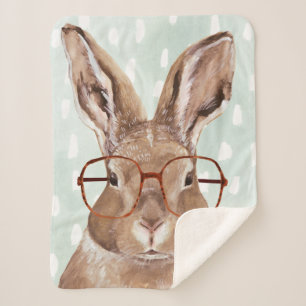 Four-Eyed Forester Bunny Rabbit Sherpa Blanket