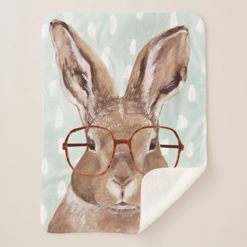 Four_Eyed Forester  Bunny Rabbit Sherpa Blanket