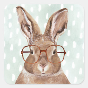 Four-Eyed Forester Bunny Rabbit Square Sticker