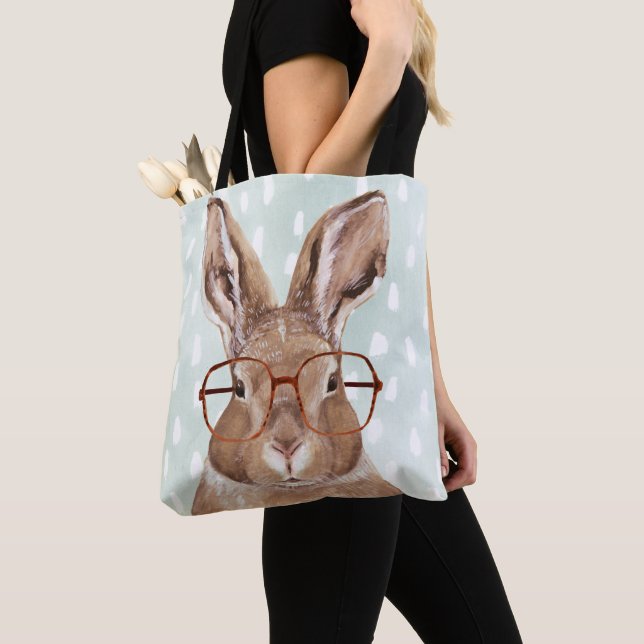 Four-Eyed Forester | Bunny Rabbit Tote Bag (Close Up)