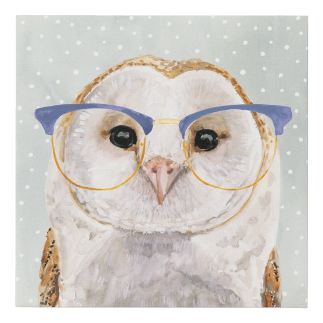 Four-Eyed Forester | Wise Owl Faux Canvas Print (Front)